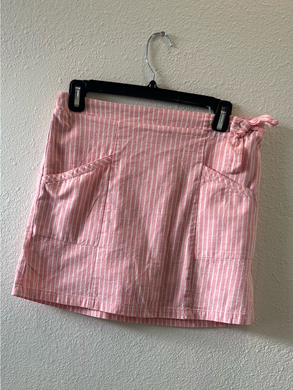 Copper Key Pink & White Striped Tie-Detail Mini Skirt